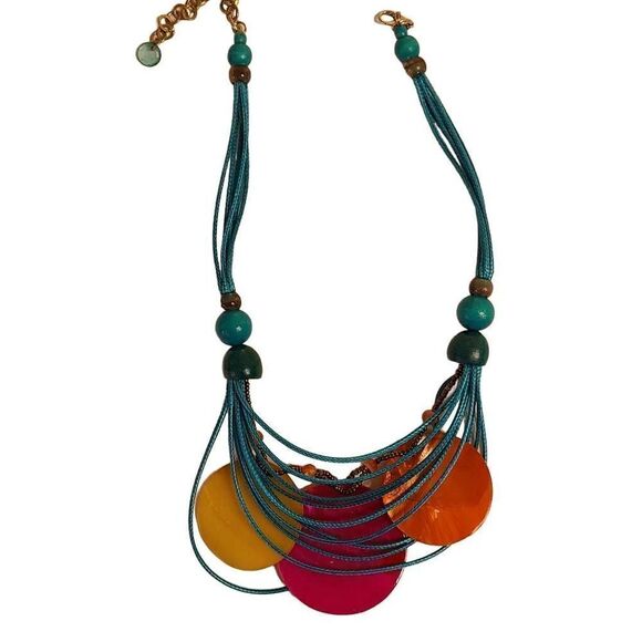 Colorful Costume Jewelry Pink Turquoise Beaded Necklace - Picture 7 of 10